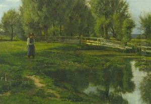 Junger Angler Am Flussufer