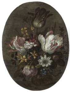 Bouquet De Fleurs Sur Un Entablement by Hans Bollongier