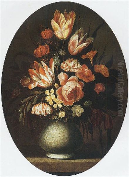 Still Life Of Flowers, Including Tulips, Roses, Carnations, Daffodils, Morning Glory, Lilies And Snowdrops In A Vase - view 1