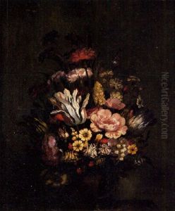 Bouquet De Fleurs Sur Un Entablement by Hans Bollongier