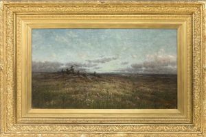 Looking Across A Flower-filled Meadow At A Distant Beach, Possibly A View In Long Island by M. de Forest Bolmer