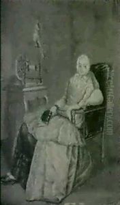 Interior Med Sittande Kvinna                                I Karmstol by Lars Henning Boman