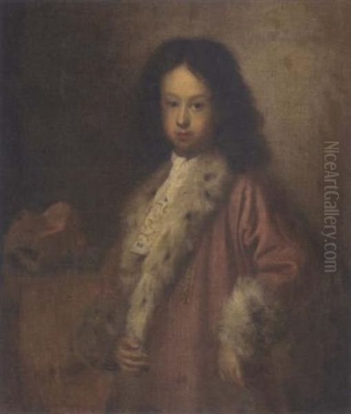 Portrait Of A Boy Wearing An Ermine Trimmed Red Coat - view 1