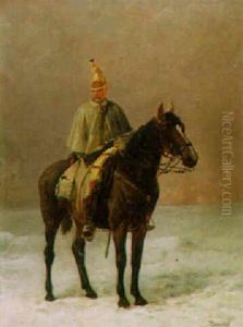 A Mounted Cavalry Officer by Louis Bombled