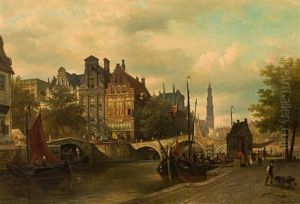 Keizersgracht (?) In Amsterdam by Elias Pieter van Bommel