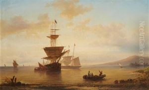 Sailing Ships Landing by Elias Pieter van Bommel