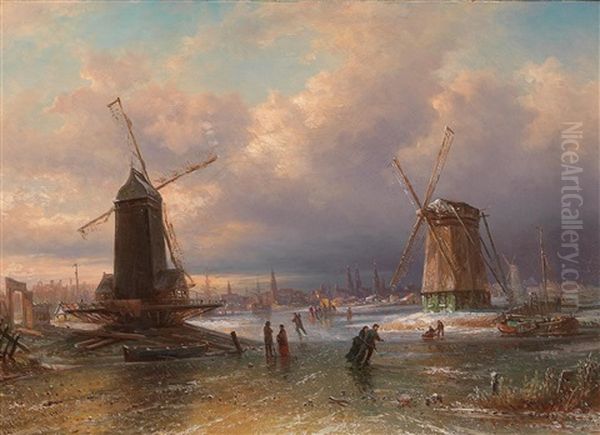 Winter Pleasures On The Ice Outside A Dutch Town - view 1