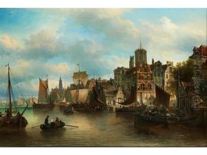 Hafenansicht Der Gebaude Am Westerdok In Amsterdam