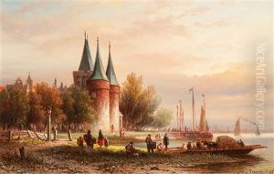 Figures Near The Koornmarktspoort By The River Ijssel, Kampen