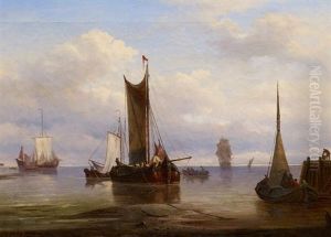 Segler Vor Der Kuste by Elias Pieter van Bommel