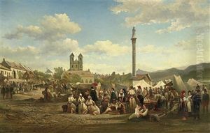 Markt In Einer Ungarischen Stadt Nahe Sahy Im Komitat Hont by Elias Pieter van Bommel