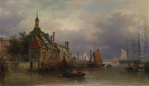 Hafenlandschaft Mit Figurlicher Staffage