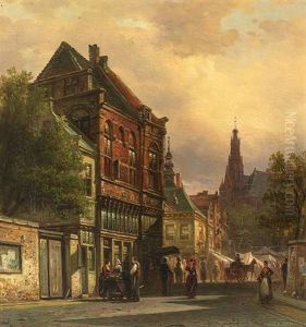 Strasenszene In Alkmaar Mit Groser Figurenstaffage An Einem Sonnigen Tag