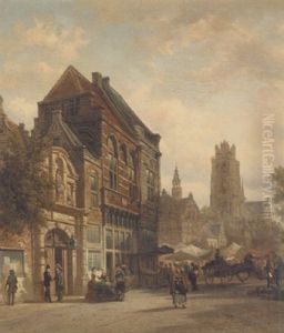 A Dutch Market Square by Elias Pieter van Bommel
