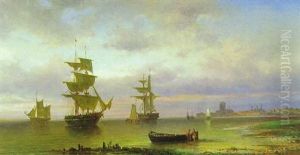 Segelschiffe Vor Der Stadt by Elias Pieter van Bommel
