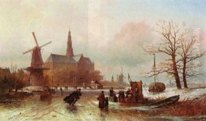Afternoon By The Windmill by Elias Pieter van Bommel