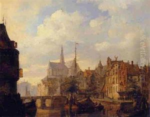 A View Of A Town by Elias Pieter van Bommel