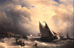 Hollandischer Hafen (ein Sturmischer Tag An Der Zuidersee) by Elias Pieter van Bommel