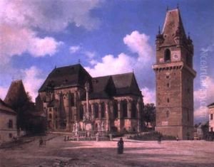 The Church Of Perchtoldsdorf, Vienna by Elias Pieter van Bommel