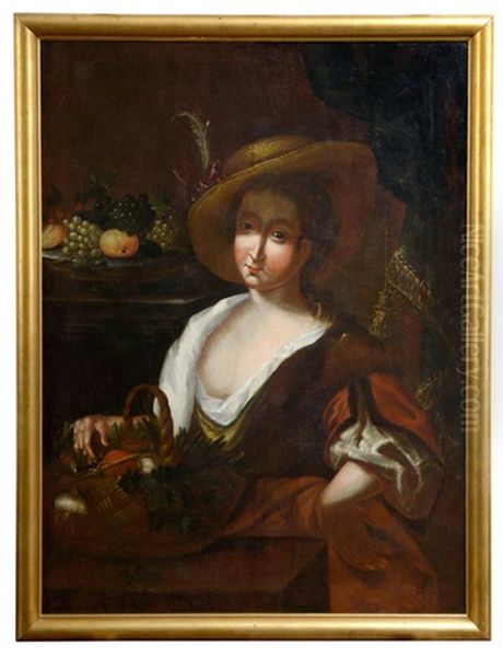 Junges Madchen Mit Obst Und Gemuse Als Allegorie Es Herbstes - view 1