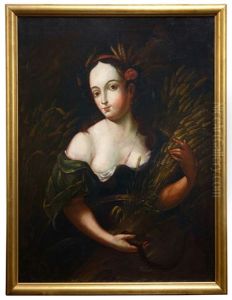 Junges Madchen Mit Ahren Als Allegorie Des Sommers by Johann Baptist Bommer