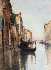 Gondolier Sur Un Canal A Venise by Maurice Bompard