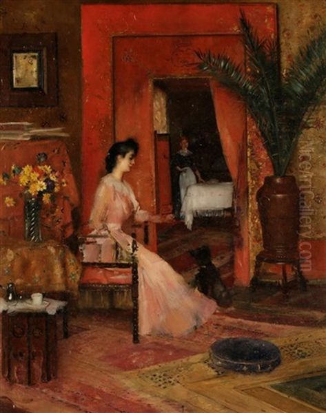 A Woman Seated In An Interior - view 1