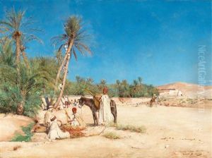 Harvesting Dates In The Oasis Of Chetma by Maurice Bompard