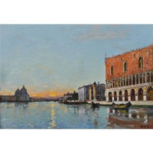 Canal Grande Mit Dogenpalast In Der Abendsonne Canal Grande Mit Dogenpalast In Der Abendsonne