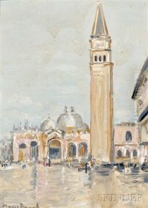 St. Mark's Square In Rain by Maurice Bompard