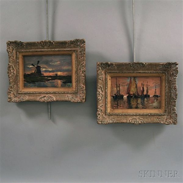 Windmills And Sailing Vessels In A Calm (2 Works) - view 1