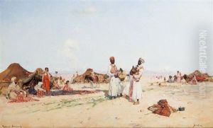 Musiciens Au Campement A Biskra by Maurice Bompard