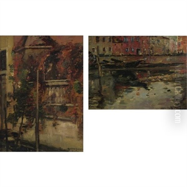 The Canals Of Venice (+ Another, Oil On Canvasboard, Smaller; 2 Works) - view 1