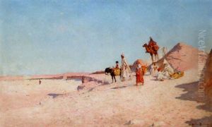 Okenlandskap Med Rastande Nomader by Maurice Bompard