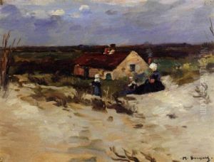 Breton Children In A Landscape by Maurice Bompard