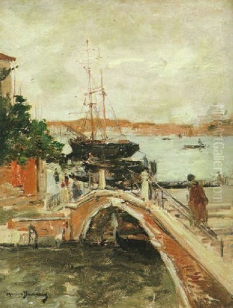 View Of A Port And Figures On A Foot-bridge - view 1
