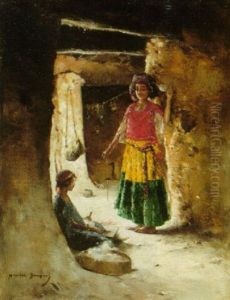 Les Fileuses, Sud Algerien by Maurice Bompard