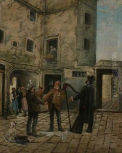 Musical Trio In Courtyard