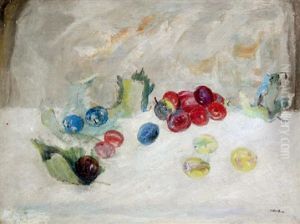 Natura Morta - Foglie E Frutta Sul Tavolo by Angelo Del Bon