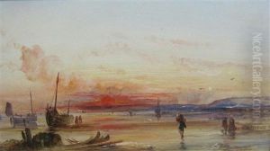Fisherfolk On A Shore, Sunset Fisherfolk On A Shore, Sunset