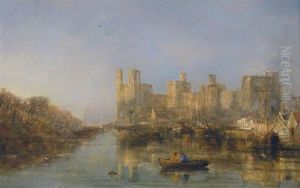 Caernarfon Castle And Quayside by William Joseph J. C. Bond