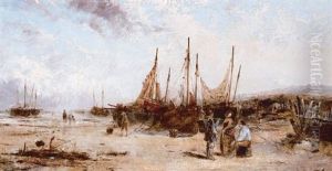 Fishing Boats On The Beach by William Joseph J. C. Bond