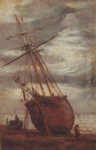 Figures By A Beached Boat
