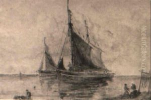 Fishing Boats In An Estuary by William Joseph J. C. Bond