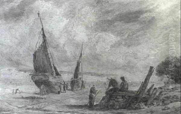 Figures By Beached Fishing Vessels - view 1