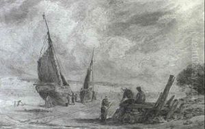 Figures By Beached Fishing Vessels Figures By Beached Fishing Vessels