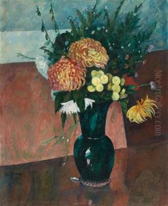Blumenstillleben Mit Dahlien by Walter Bondy