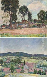 A Village In The South Of France (+ Another Similar, Smaller; 2 Works) by Walter Bondy