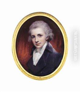 Sir John St Aubyn, 5th Bt (1758-1839), In Black Coat; Red Curtain Background by Henry Bone