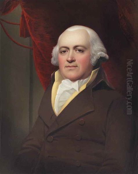 Robert Milligan (c. 1749-1809) Seated Before A Red Curtain, Wearing Brown Jacket, Yellow Waistcoat And White Stock, His Hair En Queue (after Lemuel Francis Abbott) - view 1